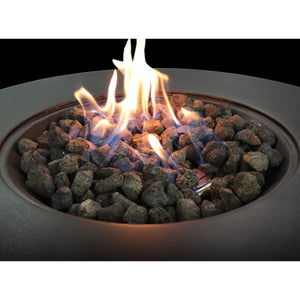 English Elm 11" Round Fiber Reinforced Concrete Outdoor Fire Pit Table with Push-Button Ignition, Lid & Cover Charcoal B120P198397