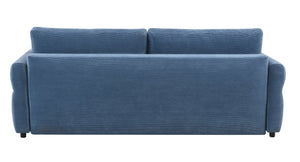English Elm Haran Fabric Pull-out Sleeper with Storage and Toss Pillows — Queen-Size Convertible Sofa Bed with Sturdy Frame and Hidden Compartment Blue 93 L x 43 W x 26 H B2726P242395