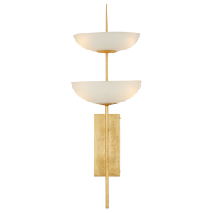 Follett Wall Sconce - Modern Gold Leaf Fixture with Elegant White Composite Bowls for Stunning Illumination