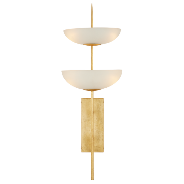 Follett Wall Sconce - Modern Gold Leaf Fixture with Elegant White Composite Bowls for Stunning Illumination