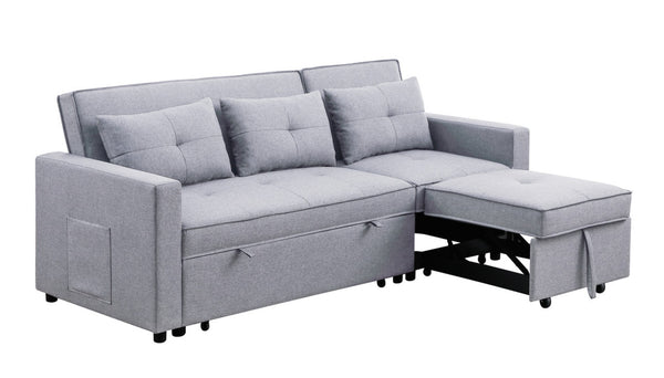 English Elm Zaira Linen Convertible Sleeper Sofa with Side Pocket for Small Spaces and Guests Light Gray B2749S00010