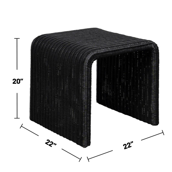 English Elm Woven Black Rattan Square End Table with Retro Woven Texture, Sturdy Metal Frame & Versatile Use B016P377803