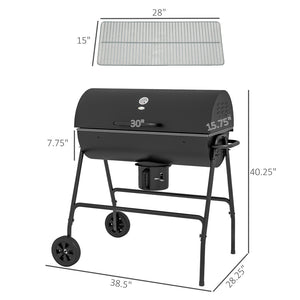 English Elm Outsunny Portable Charcoal Grill with Side Tables Wheels and Shelf for Backyard Camping W2225P174302