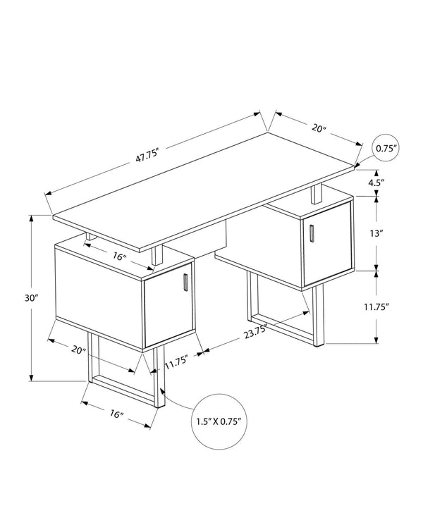 English Elm Computer Desk - Modern Black Laminate Home Office Workstation With Storage Cabinets & Metal Legs B2710P221291