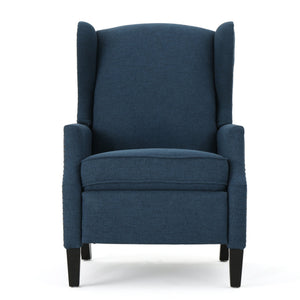 English Elm Christopher Knight Home® - Pushback Recliner Chair with Nailhead Trim and Wingback Design, Plush Fabric Comfort for Living Rooms Navy Blue 60760.00DBL