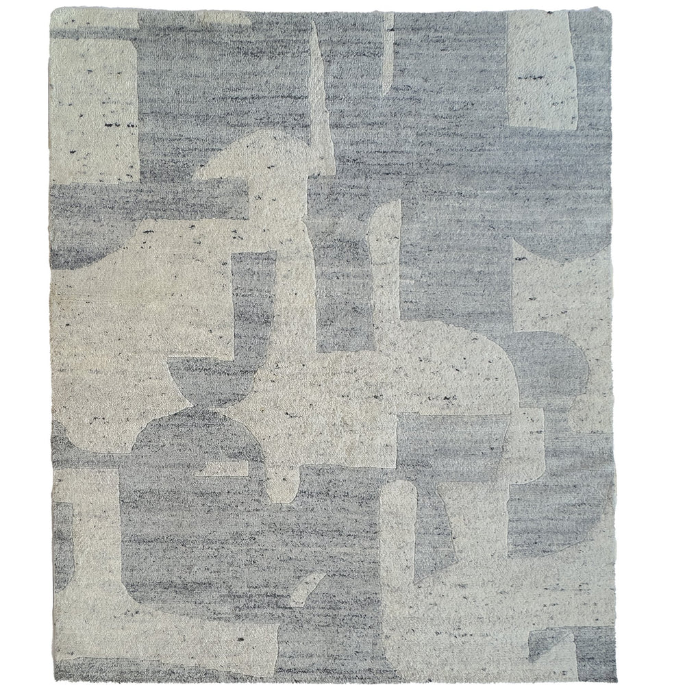Capel Rugs Jansson Hand-knotted Area Rug - Luxurious Abstract Cubism Design In Soft Monochromatic Wool Metal, Ivory 100% Wool 1811rs05000800340