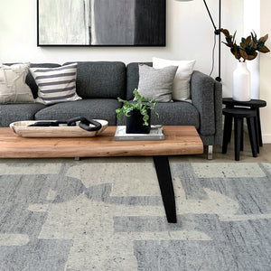 Capel Rugs Jansson Hand-knotted Area Rug - Luxurious Abstract Cubism Design In Soft Monochromatic Wool Metal, Ivory 100% Wool 1811rs05000800340