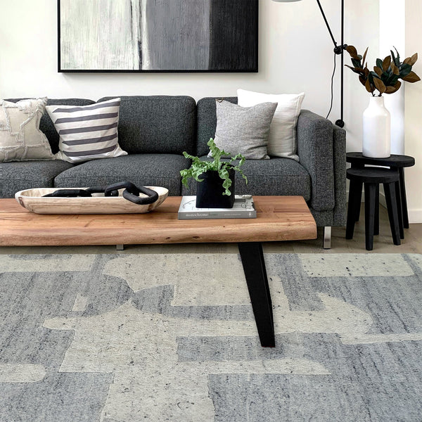 Capel Rugs Jansson Hand-knotted Area Rug - Luxurious Abstract Cubism Design In Soft Monochromatic Wool Metal, Ivory 100% Wool 1811rs05000800340