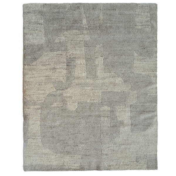 Capel Rugs Jansson Hand-knotted Area Rug - Luxurious Abstract Cubism Design In Soft Monochromatic Wool Parchment, Tan 100% Wool 1811rs07060906675