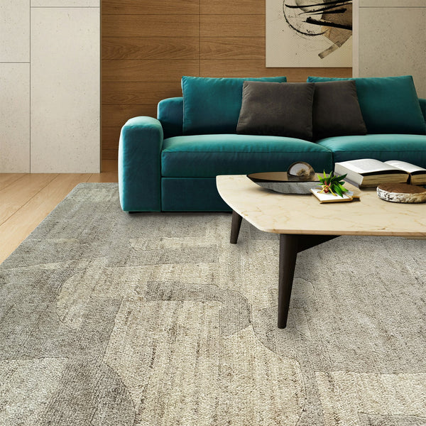 Capel Rugs Jansson Hand-knotted Area Rug - Luxurious Abstract Cubism Design In Soft Monochromatic Wool Parchment, Tan 100% Wool 1811rs07060906675