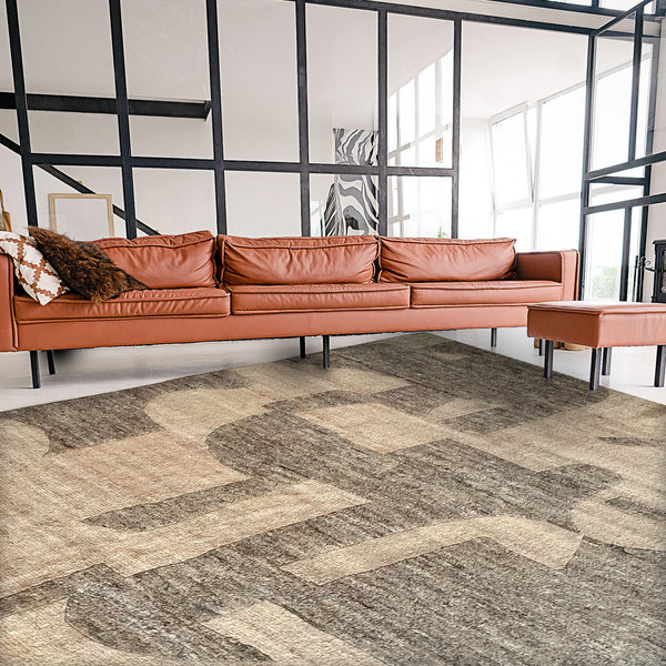 Capel Rugs Jansson Hand-knotted Area Rug - Luxurious Abstract Cubism Design In Soft Monochromatic Wool Taupe, Brown 100% Wool 1811rs09001200750