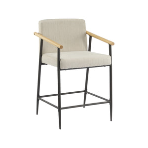 English Elm Christopher Knight Home® - Counter Stool Mid-Century Modern Set of 2 with Metal Frame, Soft Cushions & Solid Wood Armrests Beige,Espresso N771P247153M