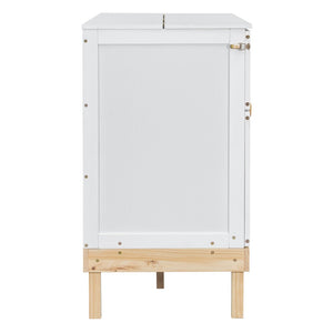 English Elm Queen Murphy Wall Bed Solid Pine Cabinet with Drawer Modern Space Saving Design White N708P243886K