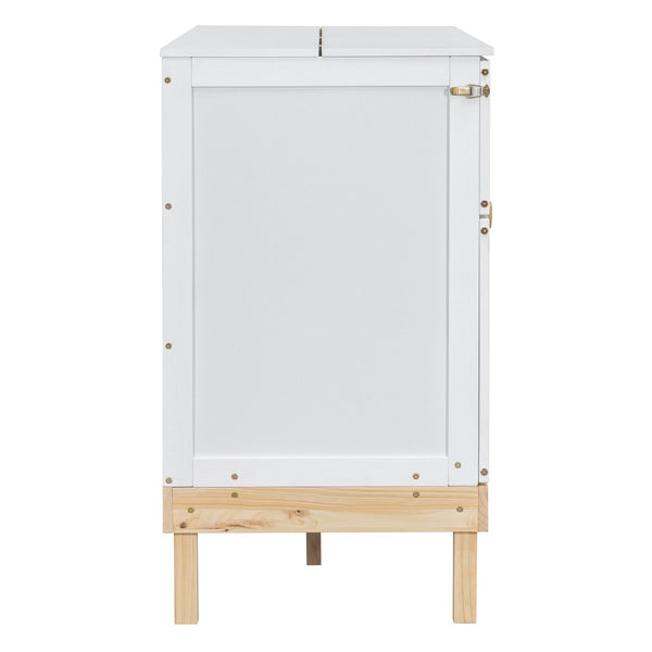 English Elm Queen Murphy Wall Bed Solid Pine Cabinet with Drawer Modern Space Saving Design White N708P243886K