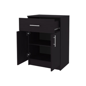 English Elm Cope Melamine Kitchen Pantry Cabinet Wengue with 2 Doors & Drawer, Compact 23.6"x33.5"x15.9" Storage Solution B128P287517