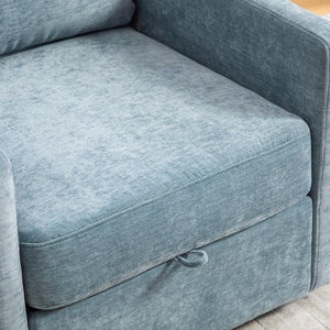 English Elm 29.5''w Chenille Swivel Club Chair with Hidden Storage Tufted Square Seat for Reading Nooks Blue W3118P419159