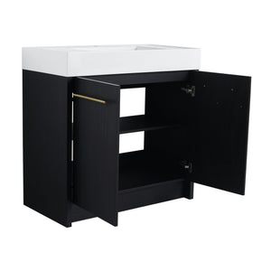 English Elm 36 Inch Freestanding Bathroom Vanity With Resin Sink & Soft-Close Doors – Modern, Durable Design W999S00179