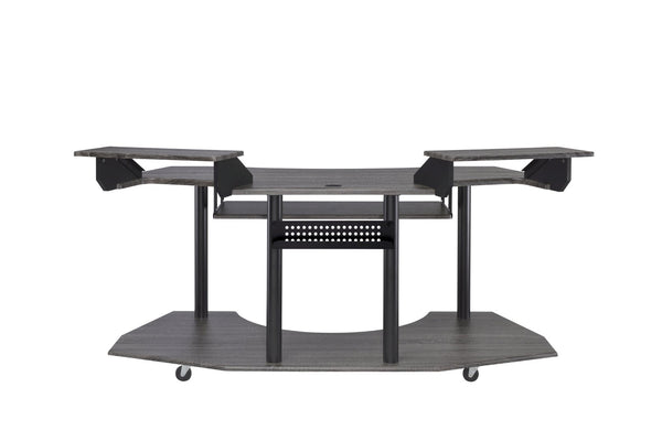 English Elm 71" Eleazar Wide Format Recording Studio Desk Black Oak Finish with Keyboard Shelf B2726S00133