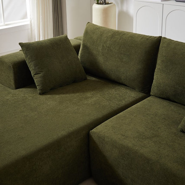 English Elm Modern Chenille Sectional Sofa Set, 108" L Shaped Couch With 6 Pillows For Cozy Living Room Spaces W834P240005