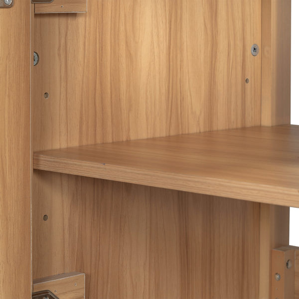 English Elm 36" Wood Bathroom Vanity with Solid Frame, Gold Handles, 3 Soft-Close Drawers & 2 Doors, Spacious Countertop N729P204176N
