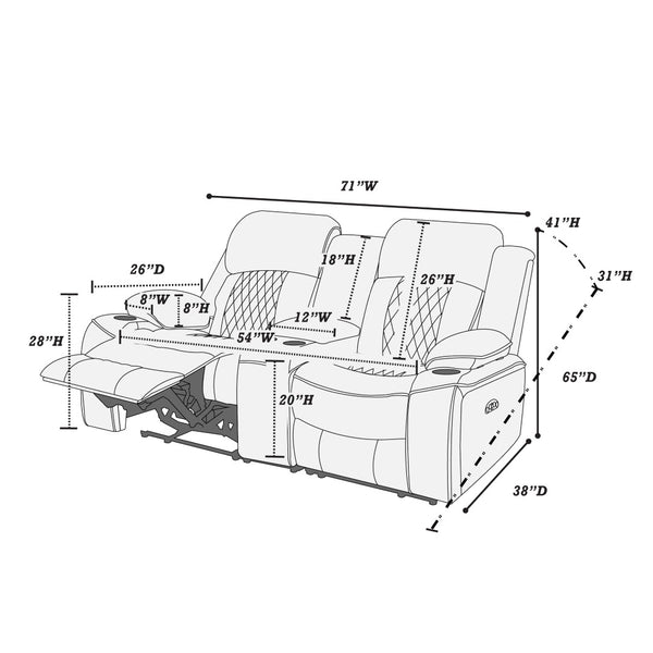 English Elm Modern Power Reclining Sofa Set Leatherette Upholstery Usb Charging Living Room B011S02448