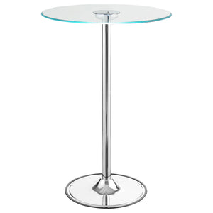English Elm Indra Chrome Glass Top LED Bistro Bar Table with Dimmable Warm LED, Sturdy Metal Frame, 42" H B062S00666