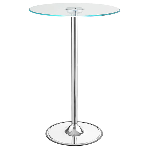 English Elm Indra Chrome Glass Top LED Bistro Bar Table with Dimmable Warm LED, Sturdy Metal Frame, 42" H B062S00666
