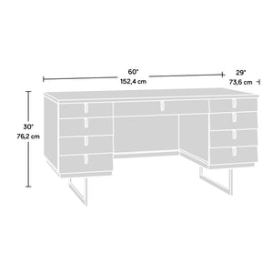 English Elm Executive Desk - Modern Brown Finish With Ample Workspace, Smart Storage & Durable Metal Base B356P402792