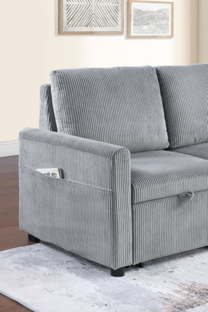English Elm Ottavio Corduroy Loveseat with Hidden Storage and Arm Pockets for Small Spaces B2749S00258