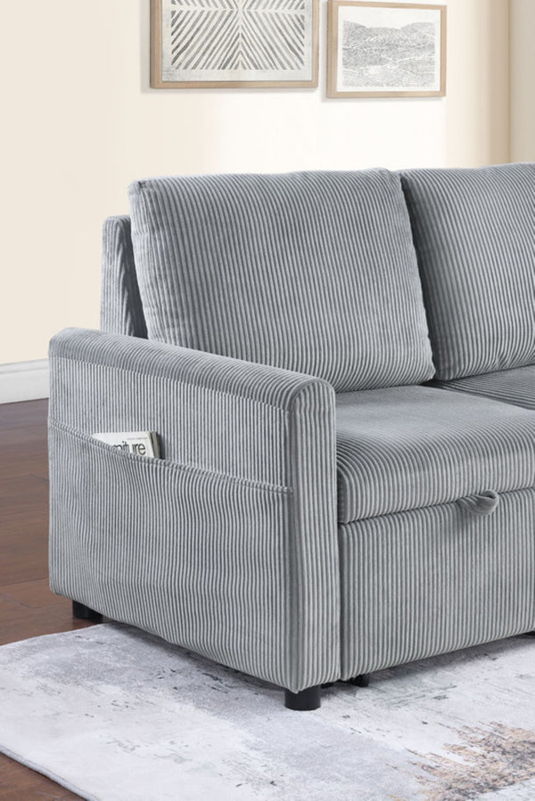 English Elm Ottavio Corduroy Loveseat with Hidden Storage and Arm Pockets for Small Spaces B2749S00258
