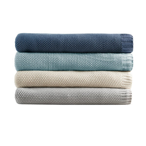 JLA Home INK+IVY - Blanket INK+IVY Bree Knit Ultra-Soft 100% Acrylic Throw — Cozy Cottage Texture, Machine Washable Comfort Ivory II51-726
