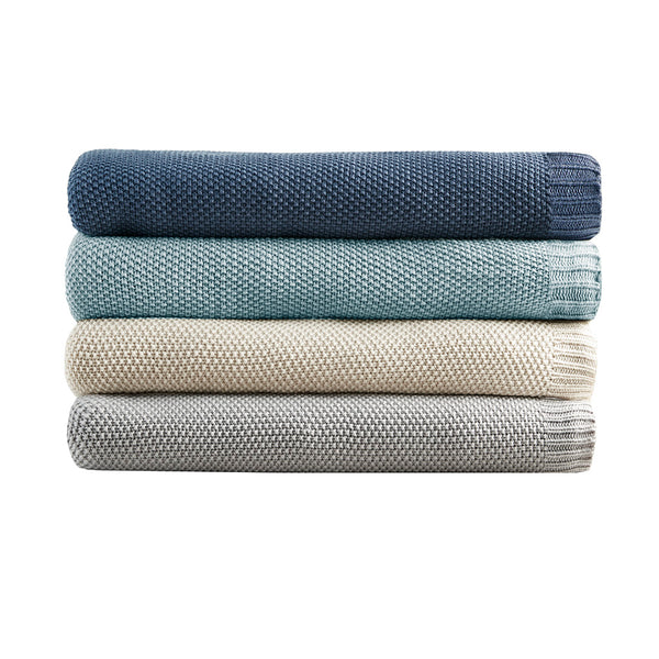 JLA Home INK+IVY - Blanket INK+IVY Bree Knit Ultra-Soft 100% Acrylic Throw — Cozy Cottage Texture, Machine Washable Comfort Ivory II51-726