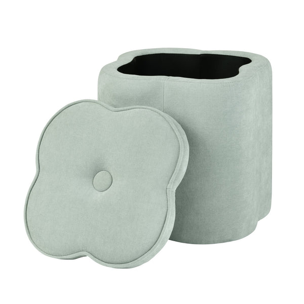 Crestview Collection Modern Seafoam Chenille Ottoman With Hidden Storage And Floral Design For Stylish Living Spaces Green Solid Wood Evfzr4341lblu