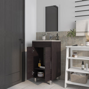 English Elm Saratoga Wenge Bathroom Cabinet with 2 Soft-Close Doors, Space-Saving 34.1"H x17.8"W x17.8"D, Scratch-Resistant B128P314813