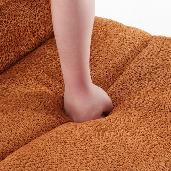 English Elm Upholstered Cocoon Accent Chair Ergonomic Curved Frame Soft Breathable Fabric Lounge Seat Orange T3623P434429