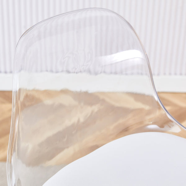 English Elm Modern White+Gold Upholstered Bar Chair with Metal Legs — Compact Water-Resistant PU Seating for Kitchen, Dining, Terrace (Easy Assembly) W1151P154368