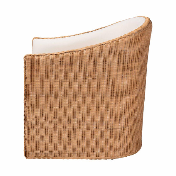 English Elm Bohemian Greywashed Rattan Accent Chair Sculptural Woven Base Boho Living Room Seat B2750P467798