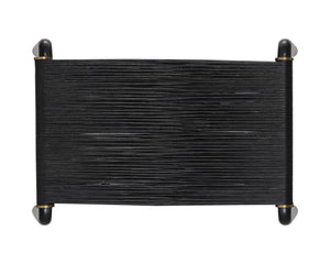 Sunpan Riz Stool - Intricate Design with Gold Accents, Perfect for Living Room or Bedroom Spaces Black Leather