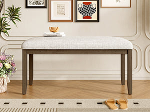 English Elm Upholstered Bench with Padded Seat and Solid Wood Legs, 39.75" Contemporary Entryway and Bedroom Accent Piece Beige+Brown N752P271804D