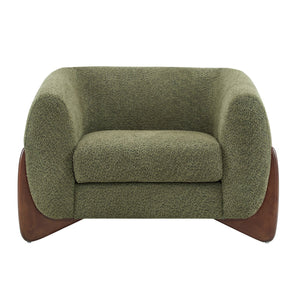 English Elm Christopher Knight Home® - Modern Upholstered Round Arm Accent Chair with Velvet Finish, Elegant Curved Back and Three Legs Design Olive Green,Walnut 39.5 L x 32.5 W x 23.25 H N776P216196G