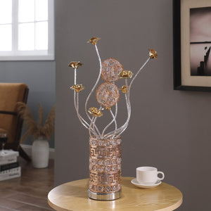 English Elm Aluminum Floral Inspired Table Lamp - Elegant Bud Design For Bedroom, Living Room, Nightstand Use B072P220153