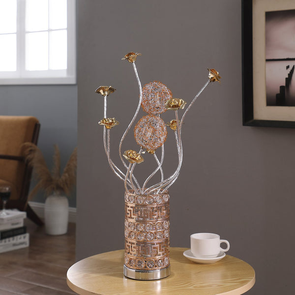 English Elm Aluminum Floral Inspired Table Lamp - Elegant Bud Design For Bedroom, Living Room, Nightstand Use B072P220153