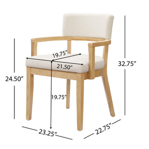 English Elm Christopher Knight Home® - Mid Mid Century Modern Boucle Dining Chairs with Wood Frame, U-Shape Arms, High-Density Foam Comfort Beige,Oak N771P331337A