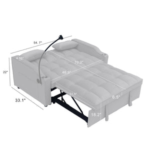 English Elm Modern Velvet Convertible Loveseat Sleeper Sofa with Reclining Backrest for Small Spaces W311P195252