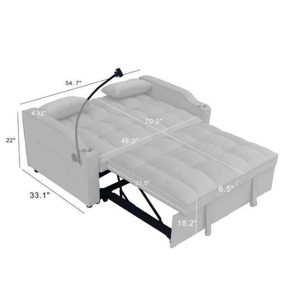 English Elm Modern Velvet Convertible Loveseat Sleeper Sofa with Reclining Backrest for Small Spaces W311P195252