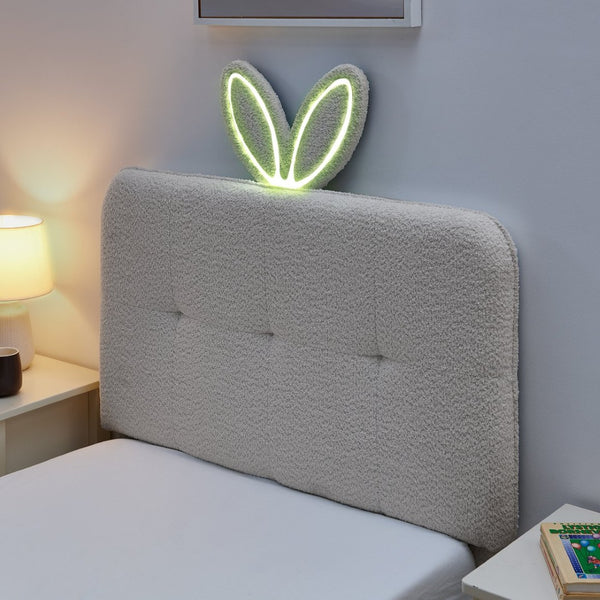 English Elm Twin Kids Boucle Upholstered Bed Rabbit Ear Headboard Led Lighting Four Storage Drawers Beige W1413P384921