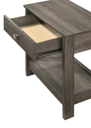 English Elm 1pc Rustic Nightstand with Single Drawer and Open Bottom Shelf - Sturdy Wooden Bedside Table, Stylish Storage Gray 24 L x 15 W x 12 H B011P255198