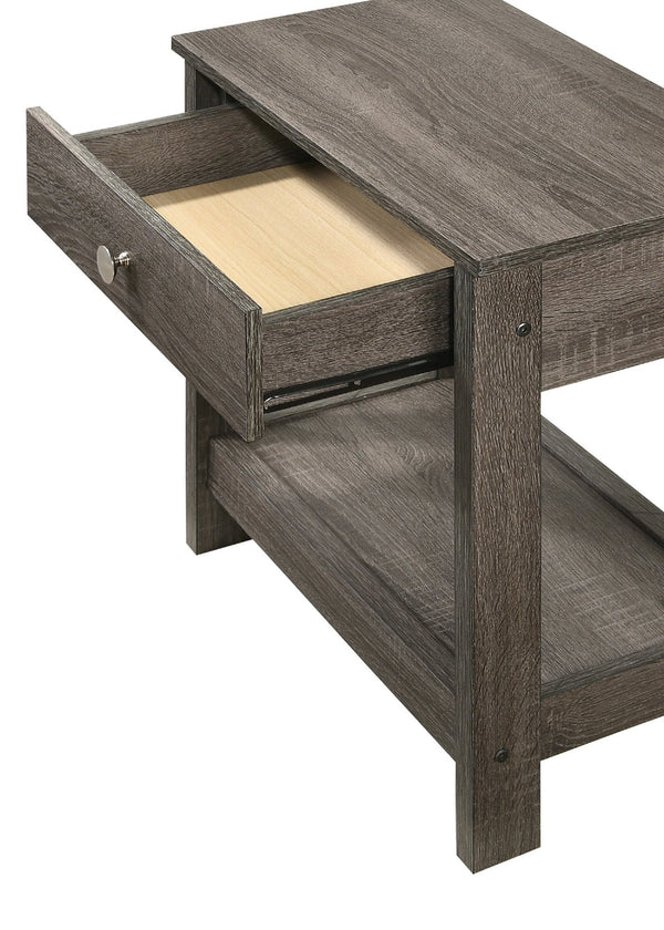 English Elm 1pc Rustic Nightstand with Single Drawer and Open Bottom Shelf - Sturdy Wooden Bedside Table, Stylish Storage Gray 24 L x 15 W x 12 H B011P255198