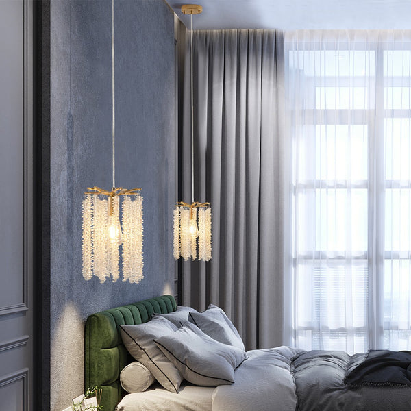 English Elm Luxury 3-Pack Crystal Pendant Lights Gold Finish Adjustable Height Chandelier Waterfall Beads for Living Room Dining Kitchen W2312P374971