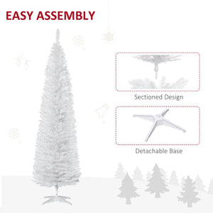 English Elm Homcom Slim Black Pencil Christmas Tree 6ft Artificial with 390 Branch Tips Unlit W2225P229788